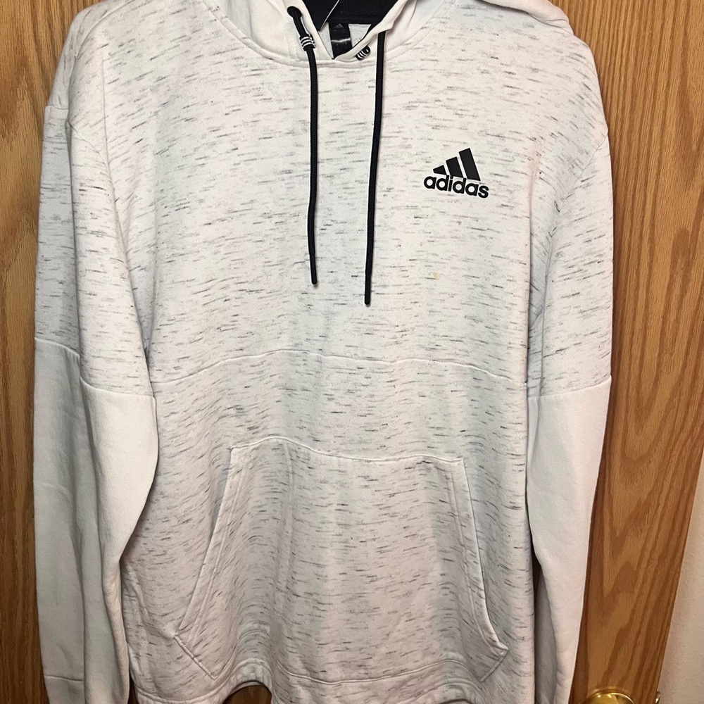 Adidas Men's Heathered White Hoodie